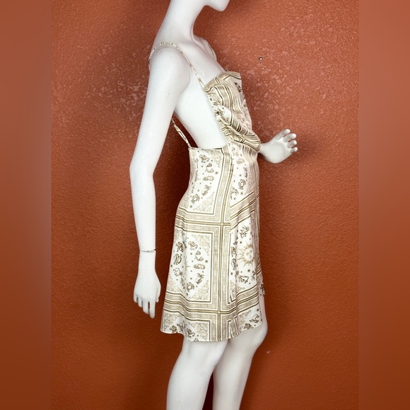 Danielle Bernstein Cream and Brown Zodiac Patterned Mini Dress Size 14. E47 - Picture 7 of 13